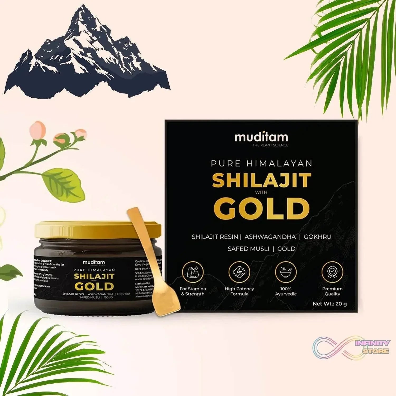 Himalayan Shilajit Gold Resin – 20g | Helps improve Stamina | Contains Gold - infinityexculsivestore.com