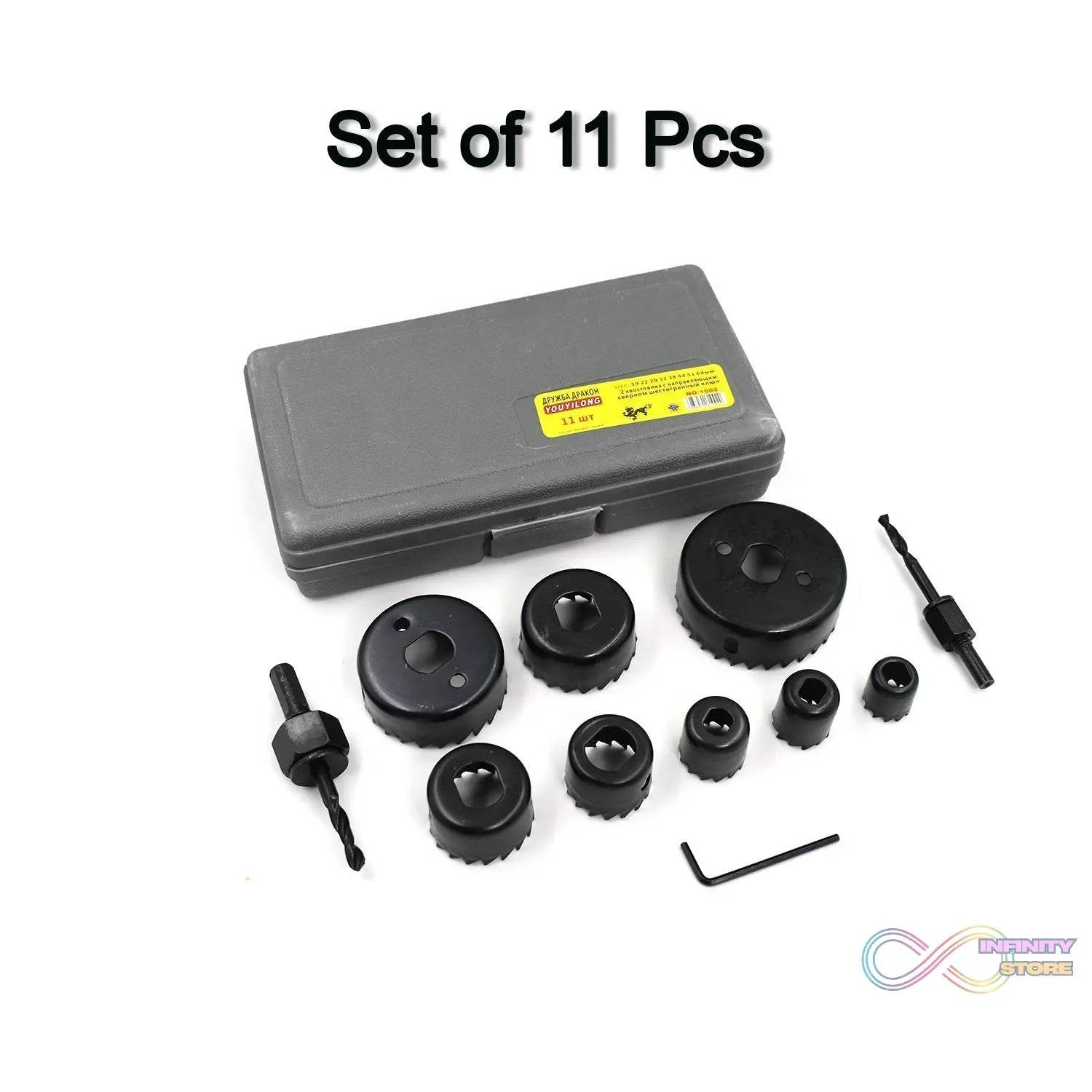 Hole Saw 11 Pc For Making Holes Over Walls For Types Of Purposes Etc. - infinityexculsivestore.com