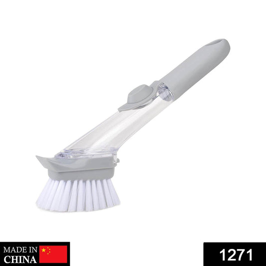 Home & Kitchen Cleaning Brushes, Scrubber, Soap Dispenser Scrub Brush for Pans Pots and Bathtub Sink (2 In 1) - infinityexculsivestore.com
