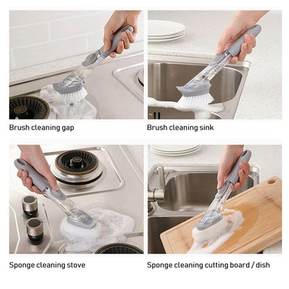 Home & Kitchen Cleaning Brushes, Scrubber, Soap Dispenser Scrub Brush for Pans Pots and Bathtub Sink (2 In 1) - infinityexculsivestore.com