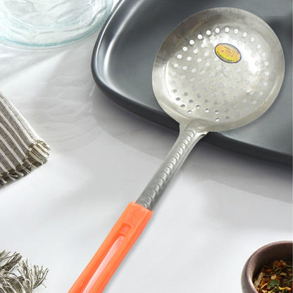 Colander Spoon, Non Slip Hand Polished Thickened Hot Pot Spoon for Kitchen for Restaurant, Stainless Steel Cooking Colander Skimmer Slotted Spoon Kitchen Strainer Ladle with Long Handle for Kitchen Cooking Baking (35 Cm) - infinityexculsivestore.com