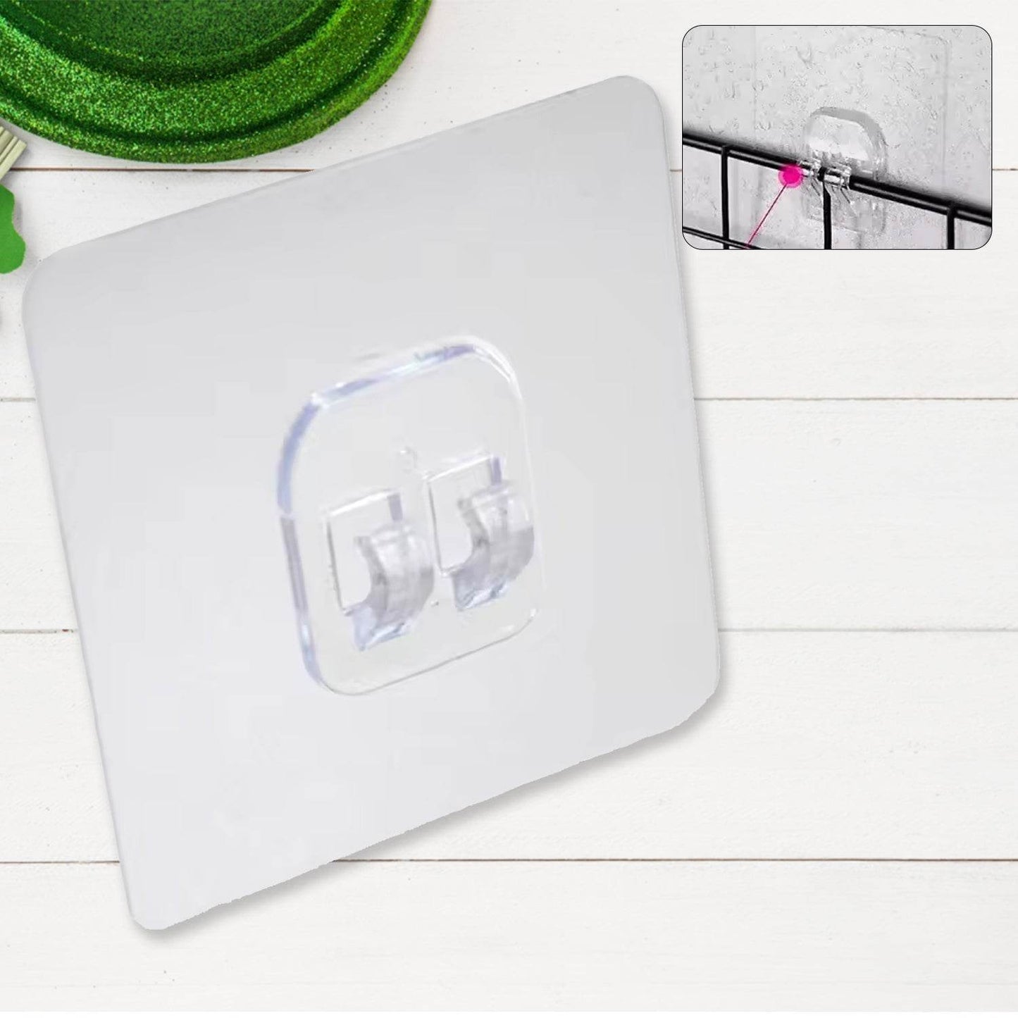 Household Self Adhesive Wall Hooks, Punch-Free Wall-Mounted Hook, Seamless Transparent No Nails Drill Waterproof Hooks for Bathroom, Kitchen, Home (1 Pc) - infinityexculsivestore.com