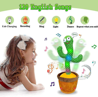 INDIA TOY Epiken TikTok Dancing Cactus Plush Toy USB Charging,Sing 120pcs Songs,Recording,Repeats What You say and emit Colored Lights,Gifts of Fun Toys - infinityexculsivestore.com