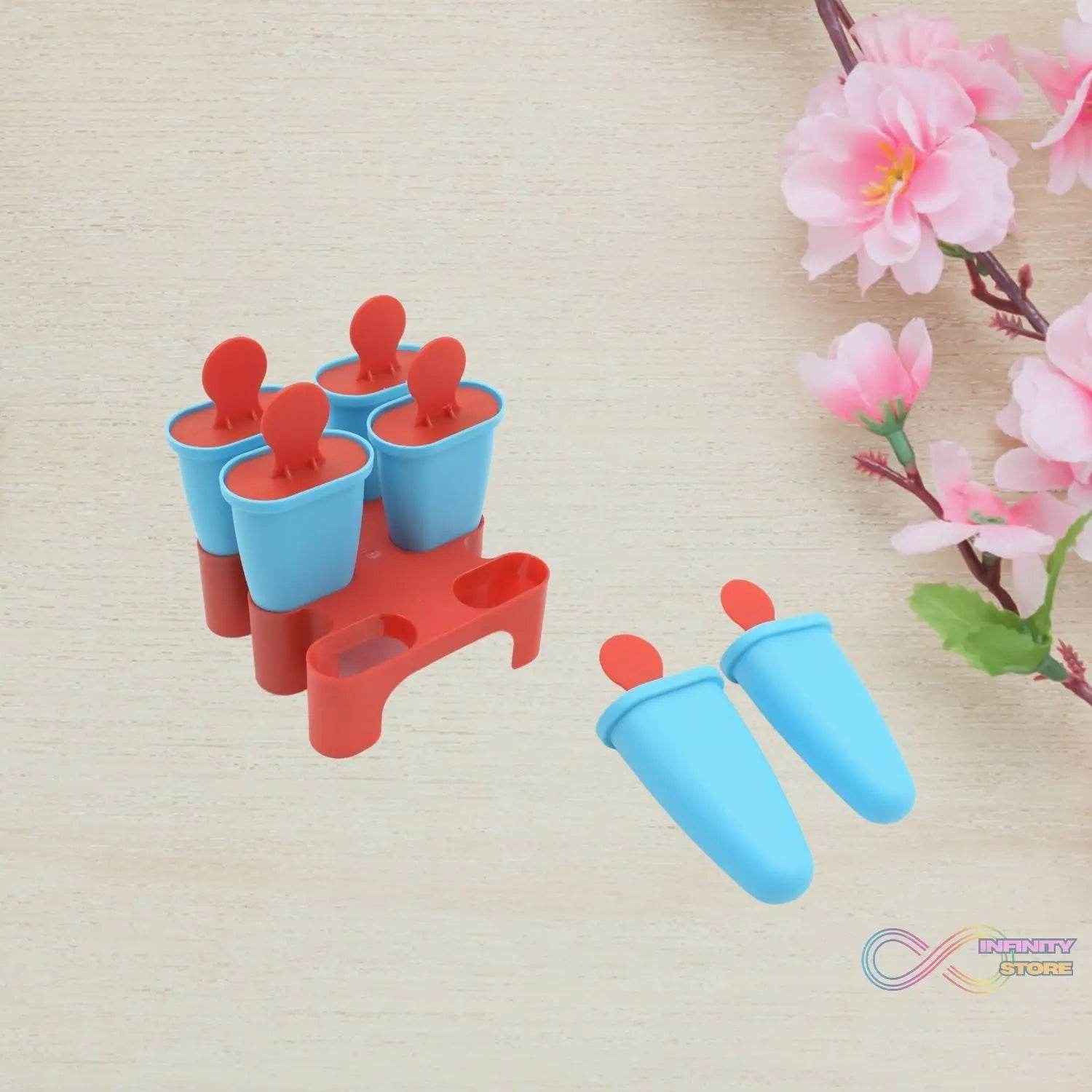 Ice Candy Maker 6 pcs Set Kulfi Maker Ice Candy Mould Clear Popsicle Mold Homemade Ice Pop Maker Reusable Easy Candy Chocobar Kulfi Mould Tray with Sticks - infinityexculsivestore.com