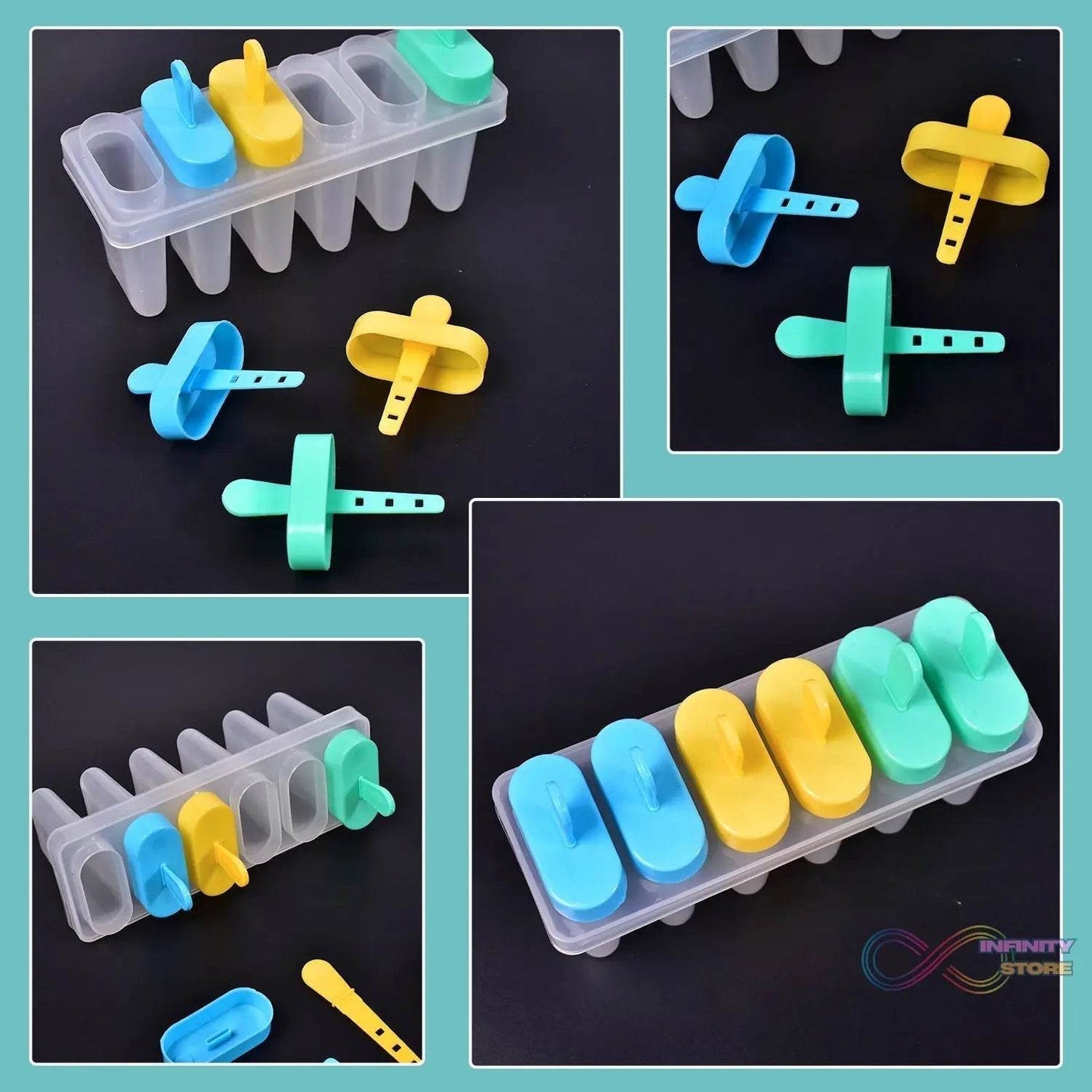 Ice Candy Maker Upgrade Popsicle Molds Sets 6 Ice Pop Makers Reusable Ice Lolly Cream Mold Home-Made Popsicles Mould with Stick - infinityexculsivestore.com