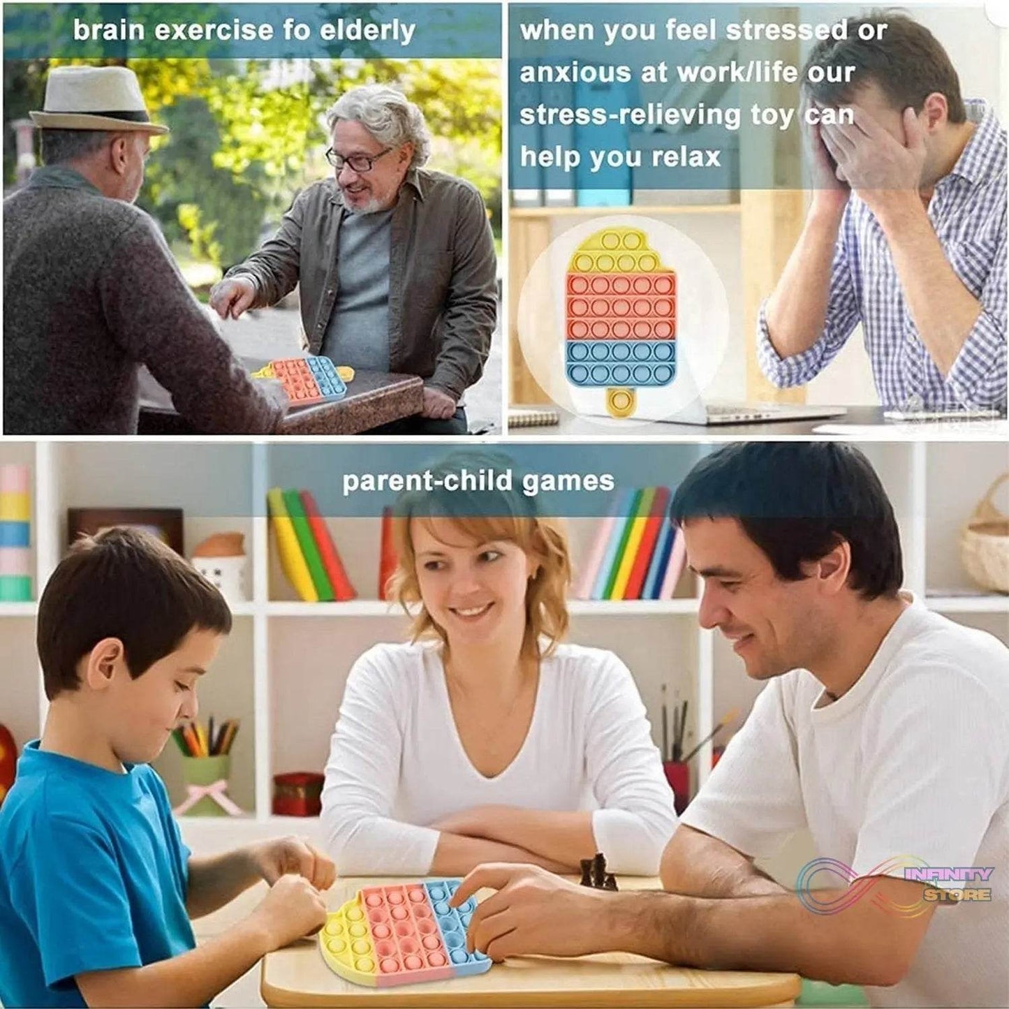 Ice Cream Candy Shape Pop Fidget Toy Push Pop Bubble Fidget Sensory Toy for Kids and Adults Fidget Popper Stress Reliever Sensory Fidget Poppers - infinityexculsivestore.com