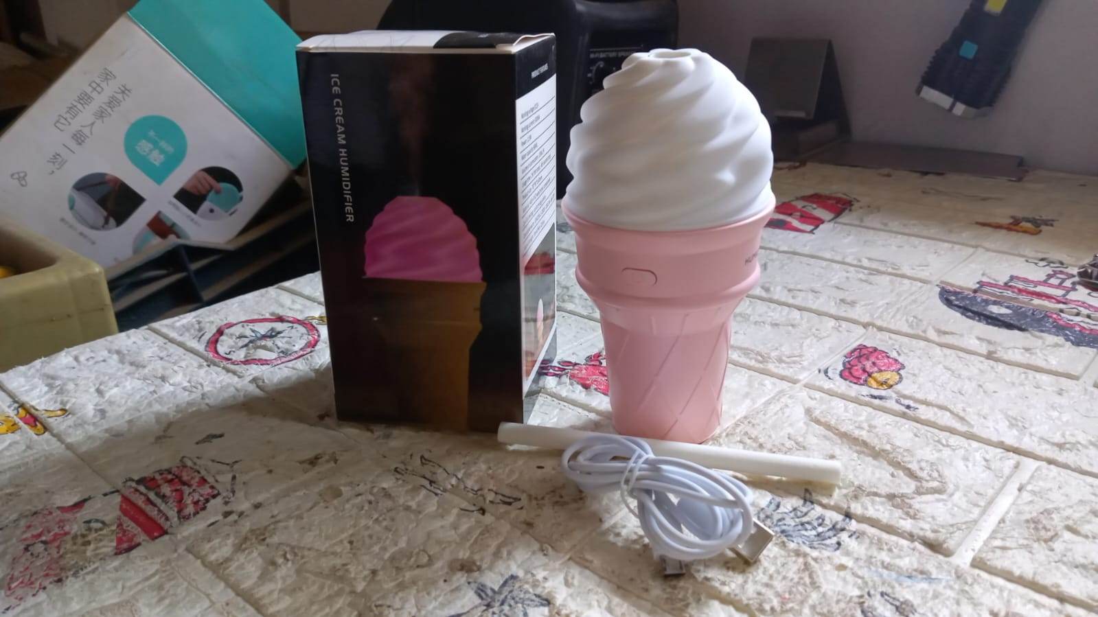 Ice Cream Design LED Humidifier for Freshening Air & Fragrance (Multicoloured) - infinityexculsivestore.com