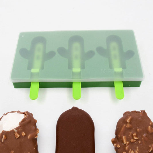 Ice Cream Mould Popsicle Mold, Cactus Shape Ice Pop Molds Homemade Popsicle for DIY Ice Popsicle, 3-Cavity Summer Food Kitchen Tools (1 Pc) - infinityexculsivestore.com