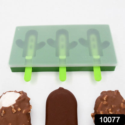 Ice Cream Mould Popsicle Mold, Cactus Shape Ice Pop Molds Homemade Popsicle for DIY Ice Popsicle, 3-Cavity Summer Food Kitchen Tools (1 Pc) - infinityexculsivestore.com