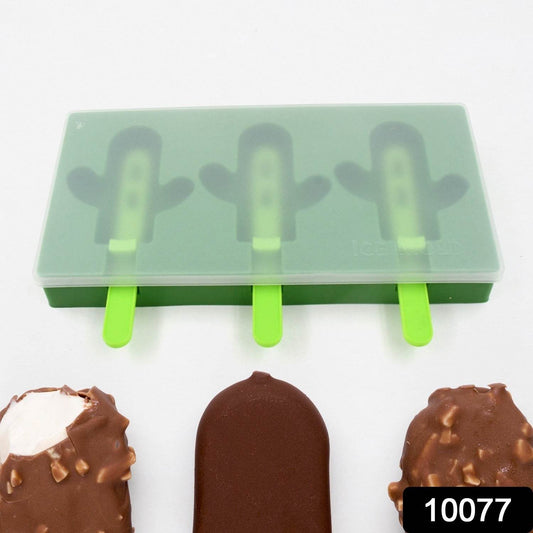 Ice Cream Mould Popsicle Mold, Cactus Shape Ice Pop Molds Homemade Popsicle for DIY Ice Popsicle, 3-Cavity Summer Food Kitchen Tools (1 Pc) - infinityexculsivestore.com