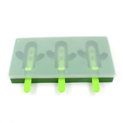 Ice Cream Mould Popsicle Mold, Cactus Shape Ice Pop Molds Homemade Popsicle for DIY Ice Popsicle, 3-Cavity Summer Food Kitchen Tools (1 Pc) - infinityexculsivestore.com