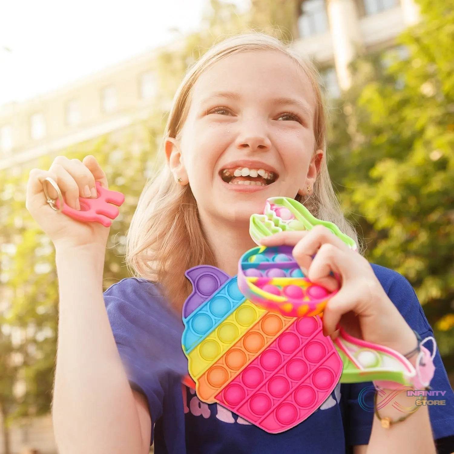 Ice Cream Softy- Fidget Popping Sounds Toy, BPA Free Silicone, Push Bubbles Toy for Autism Stress Reliever, Sensory Toy Pop It Toy - infinityexculsivestore.com