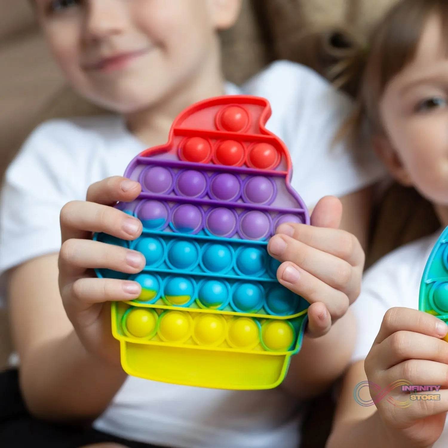 Ice Cream Softy- Fidget Popping Sounds Toy, BPA Free Silicone, Push Bubbles Toy for Autism Stress Reliever, Sensory Toy Pop It Toy - infinityexculsivestore.com