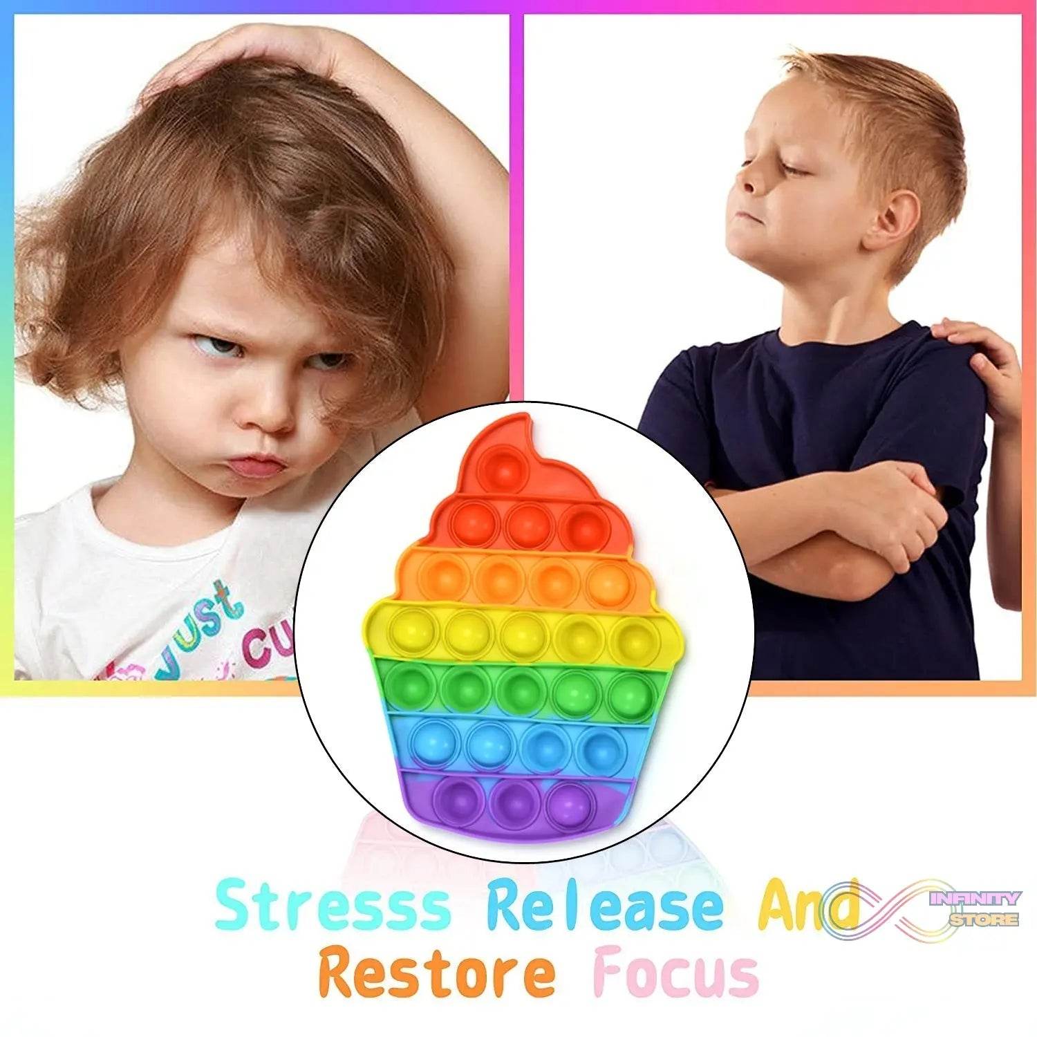 Ice Cream Softy- Fidget Popping Sounds Toy, BPA Free Silicone, Push Bubbles Toy for Autism Stress Reliever, Sensory Toy Pop It Toy - infinityexculsivestore.com