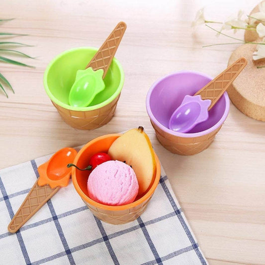 Ice Cream Waffle Bowl Set with Spoon – 2 Units - infinityexculsivestore.com
