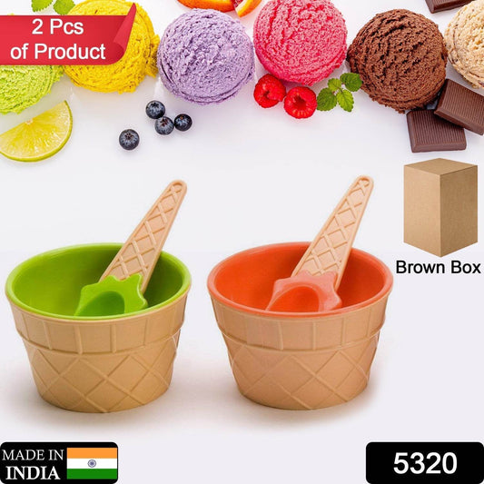 Ice Cream Waffle Bowl Set with Spoon – 2 Units - infinityexculsivestore.com