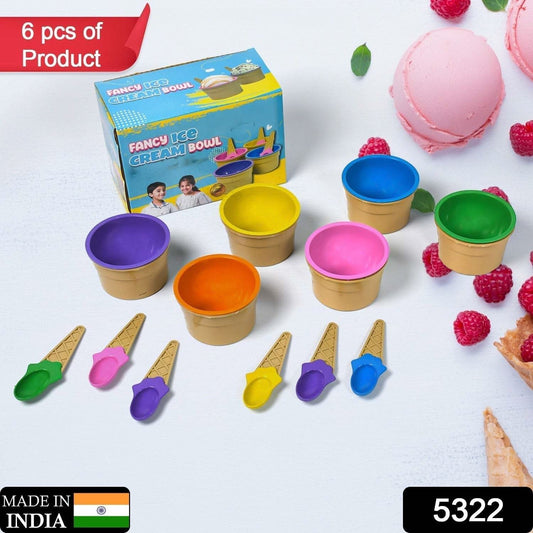 Ice-Cream Waffle Spoon Bowel Cup Set | Premium ice Cream Set | Ice-Cream Bowel with Spoon | 6 units Couple Bowl Set | Color Box - infinityexculsivestore.com