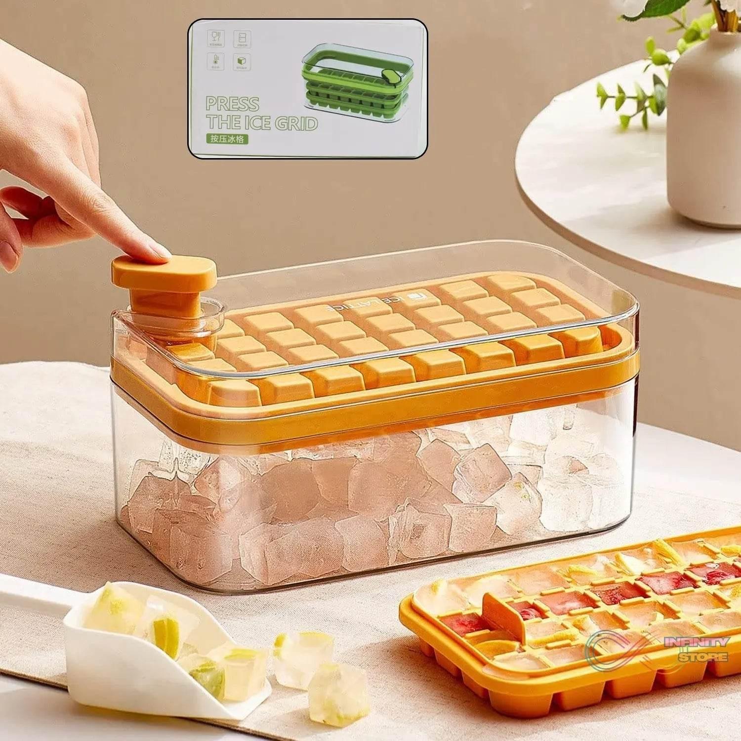 Ice Cube Tray with Lid 32 Grid, Storage Box Kitchen Bar Tool (1 Pc) - infinityexculsivestore.com