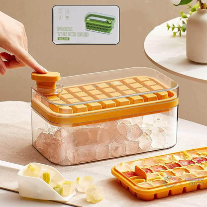Ice Cube Tray with Lid 32 Grid, Storage Box Kitchen Bar Tool (1 Pc) - infinityexculsivestore.com