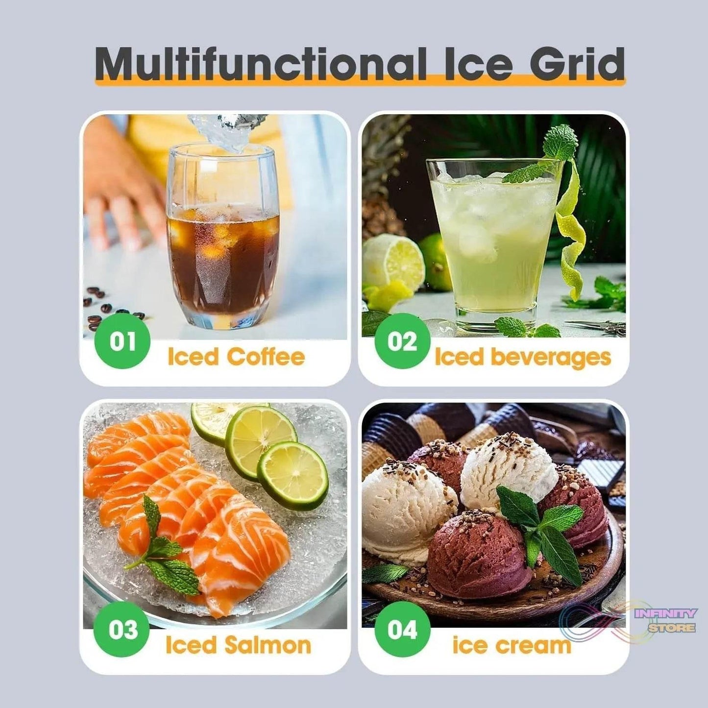 Ice Cube Tray with Lid 32 Grid, Storage Box Kitchen Bar Tool (1 Pc) - infinityexculsivestore.com