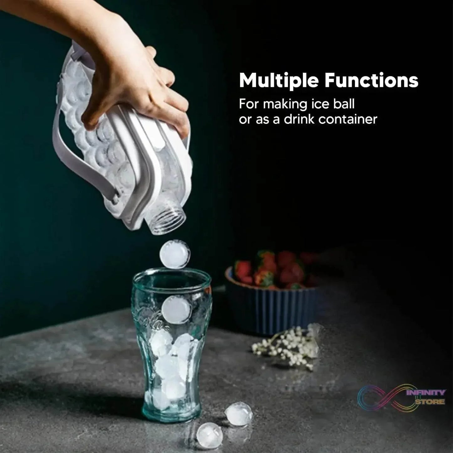 Ice Cube Trays 2 in 1 Portable Ice Ball Maker, 17 Round Ice Cube Mold (1 Pc) - infinityexculsivestore.com