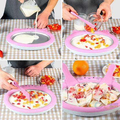 Ice-Frying Machine, Mini Ice Machine for Summer with Cartoon design Home Fried Ice Cream Machine - infinityexculsivestore.com