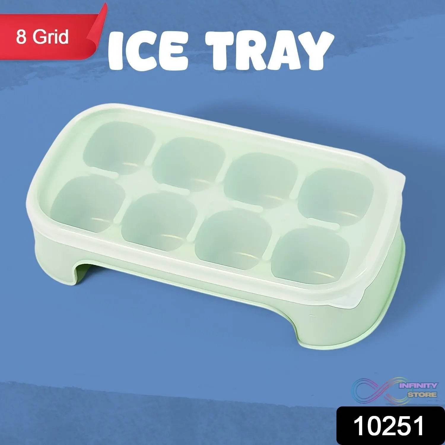 Ice Mold, 8 Grid Food Grade Portable Plastic Ice Tray (1 Pc / 15×8 Cm) - infinityexculsivestore.com