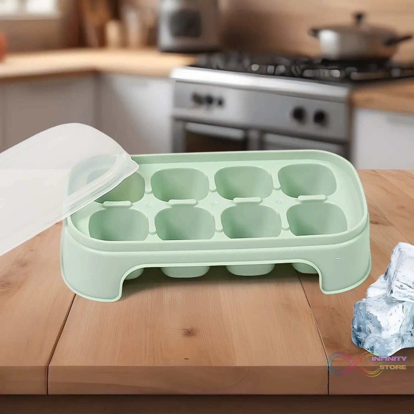 Ice Mold, 8 Grid Food Grade Portable Plastic Ice Tray (1 Pc / 15×8 Cm) - infinityexculsivestore.com