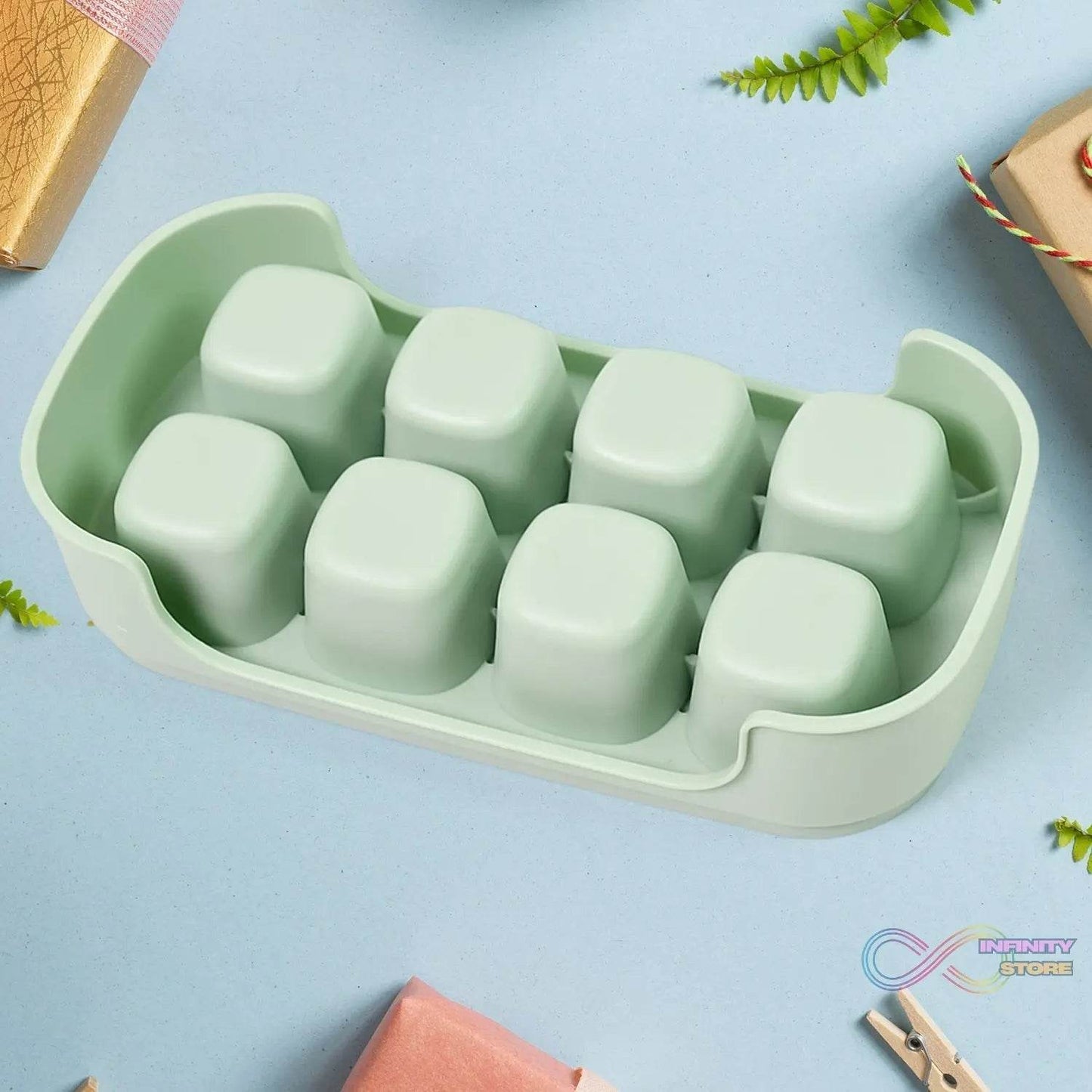 Ice Mold, 8 Grid Food Grade Portable Plastic Ice Tray (1 Pc / 15×8 Cm) - infinityexculsivestore.com
