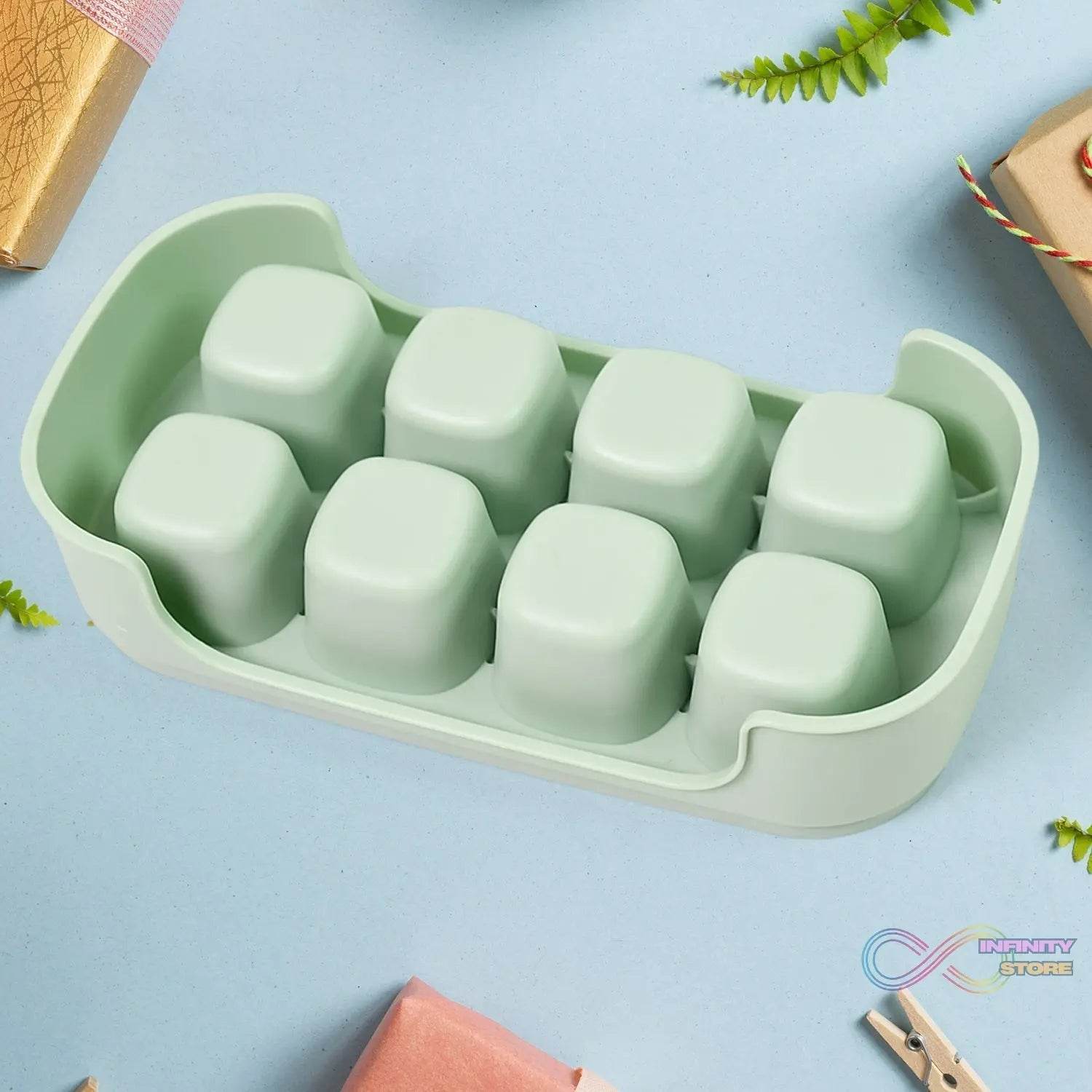 Ice Mold, 8 Grid Food Grade Portable Plastic Ice Tray (1 Pc / 15×8 Cm) - infinityexculsivestore.com