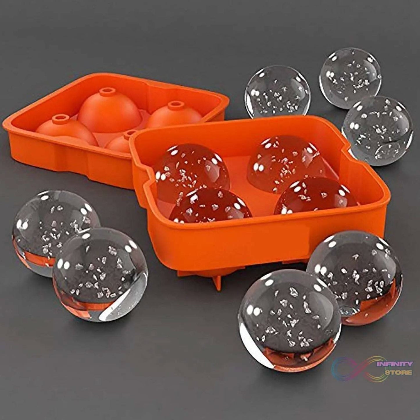 Ice Trays for Freezer Whiskey Ice Cube Plastic Ball Maker Mold Sphere Mould 4 Holes New Ice Balls Party Brick Round Tray Bar Tool ice for Whiskey - infinityexculsivestore.com