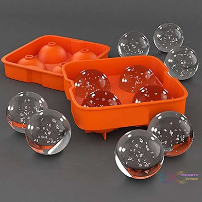 Ice Trays for Freezer Whiskey Ice Cube Plastic Ball Maker Mold Sphere Mould 4 Holes New Ice Balls Party Brick Round Tray Bar Tool ice for Whiskey - infinityexculsivestore.com
