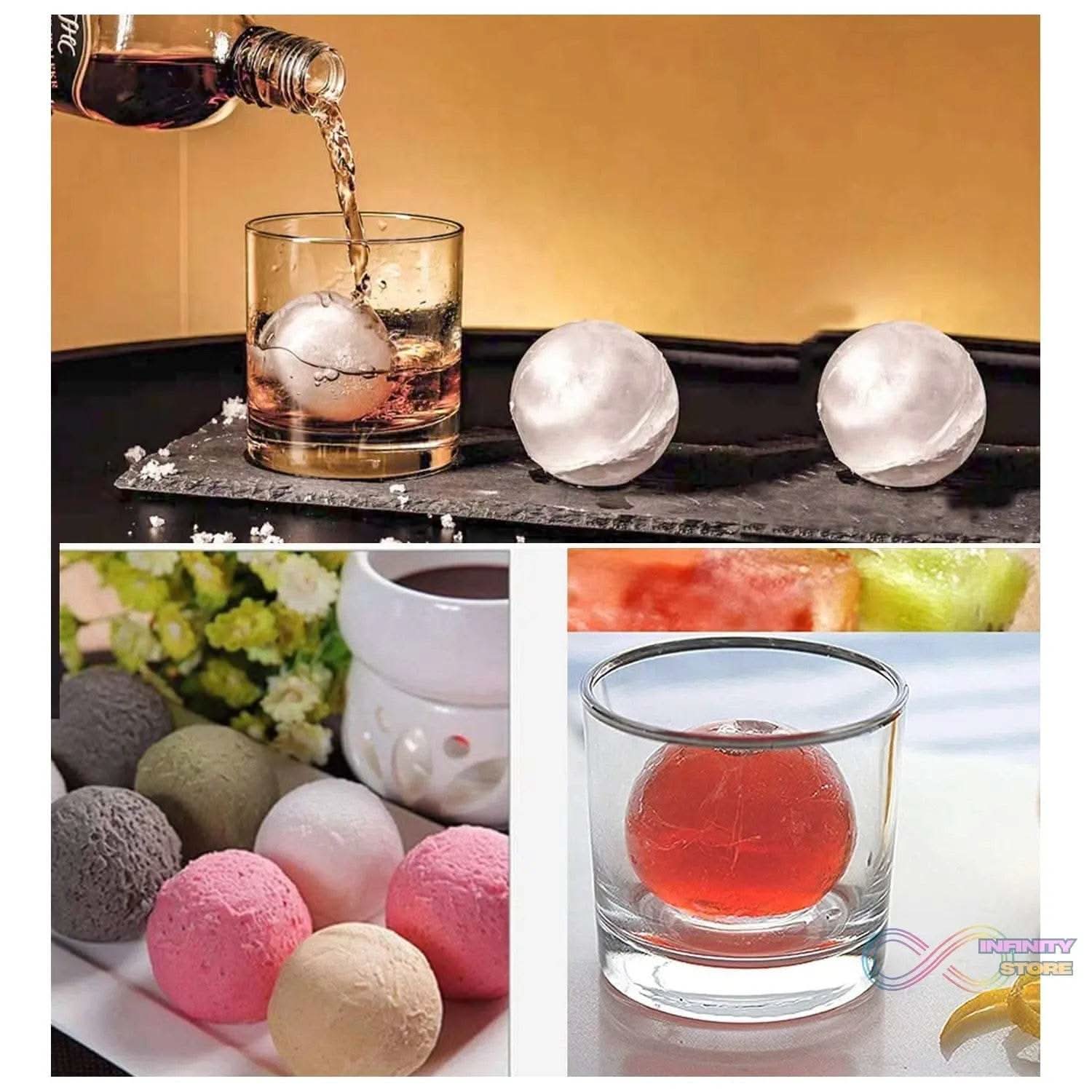 Ice Trays for Freezer Whiskey Ice Cube Plastic Ball Maker Mold Sphere Mould 4 Holes New Ice Balls Party Brick Round Tray Bar Tool ice for Whiskey - infinityexculsivestore.com