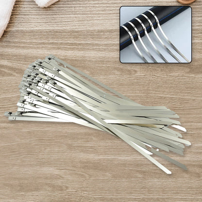 Stainless Steel Cable TIE Used for Solar, Industrial and Home Improvement Multipurpose HIGH Strength, Self - Locking Zip Ties, Multi - purpose Tie, Portable Rustproof 100Pcs Wide Application Zip Tie Set for Building (100 pcs Set / 4.6x200MM) - infinityexculsivestore.com