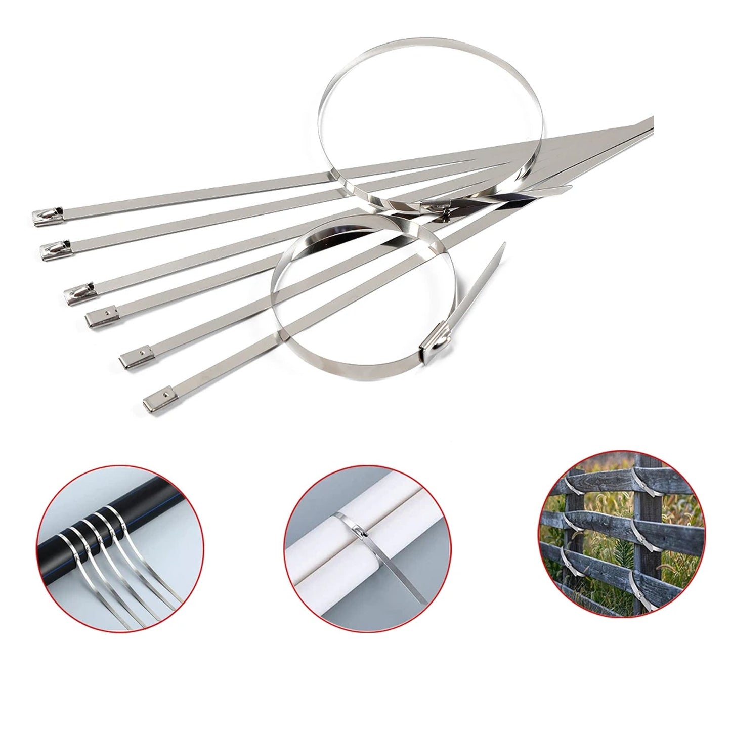 Stainless Steel Cable TIE Used for Solar, Industrial and Home Improvement Multipurpose HIGH Strength, Self - Locking Zip Ties, Multi - purpose Tie, Portable Rustproof 100Pcs Wide Application Zip Tie Set for Building (4.6x100MM / 100 pcs Set) - infinityexculsivestore.com