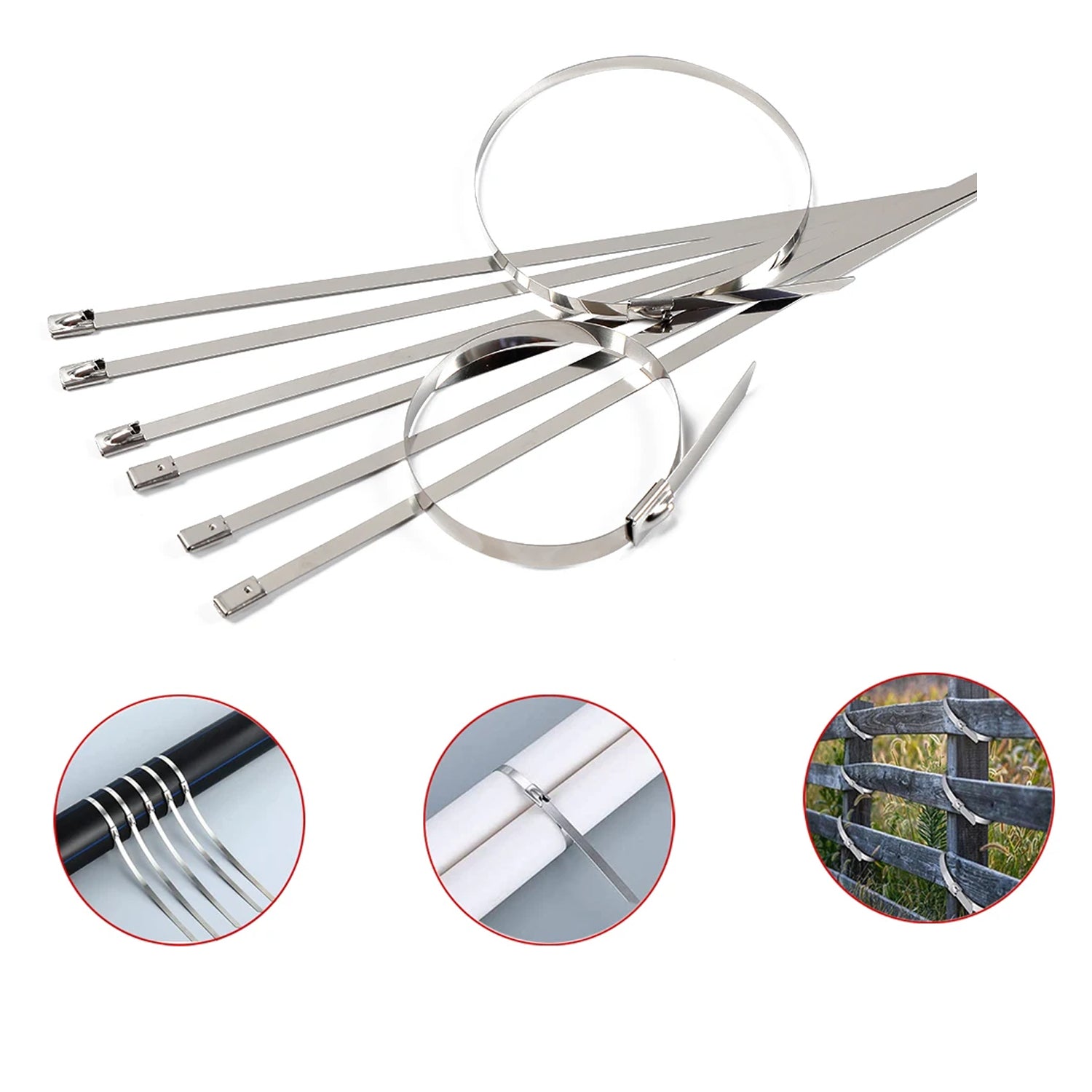 Stainless Steel Cable TIE Used for Solar, Industrial and Home Improvement Multipurpose HIGH Strength, Self - Locking Zip Ties, Multi - purpose Tie, Portable Rustproof 100Pcs Wide Application Zip Tie Set for Building (4.6x100MM / 100 pcs Set) - infinityexculsivestore.com