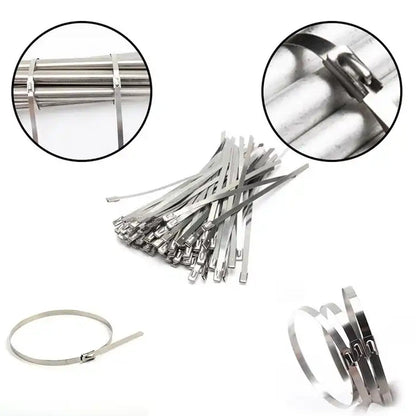 Stainless Steel Cable TIE Used for Solar, Industrial and Home Improvement Multipurpose HIGH Strength, Self - Locking Zip Ties, Multi - purpose Tie, Portable Rustproof 100Pcs Wide Application Zip Tie Set for Building (4.6x100MM / 100 pcs Set) - infinityexculsivestore.com