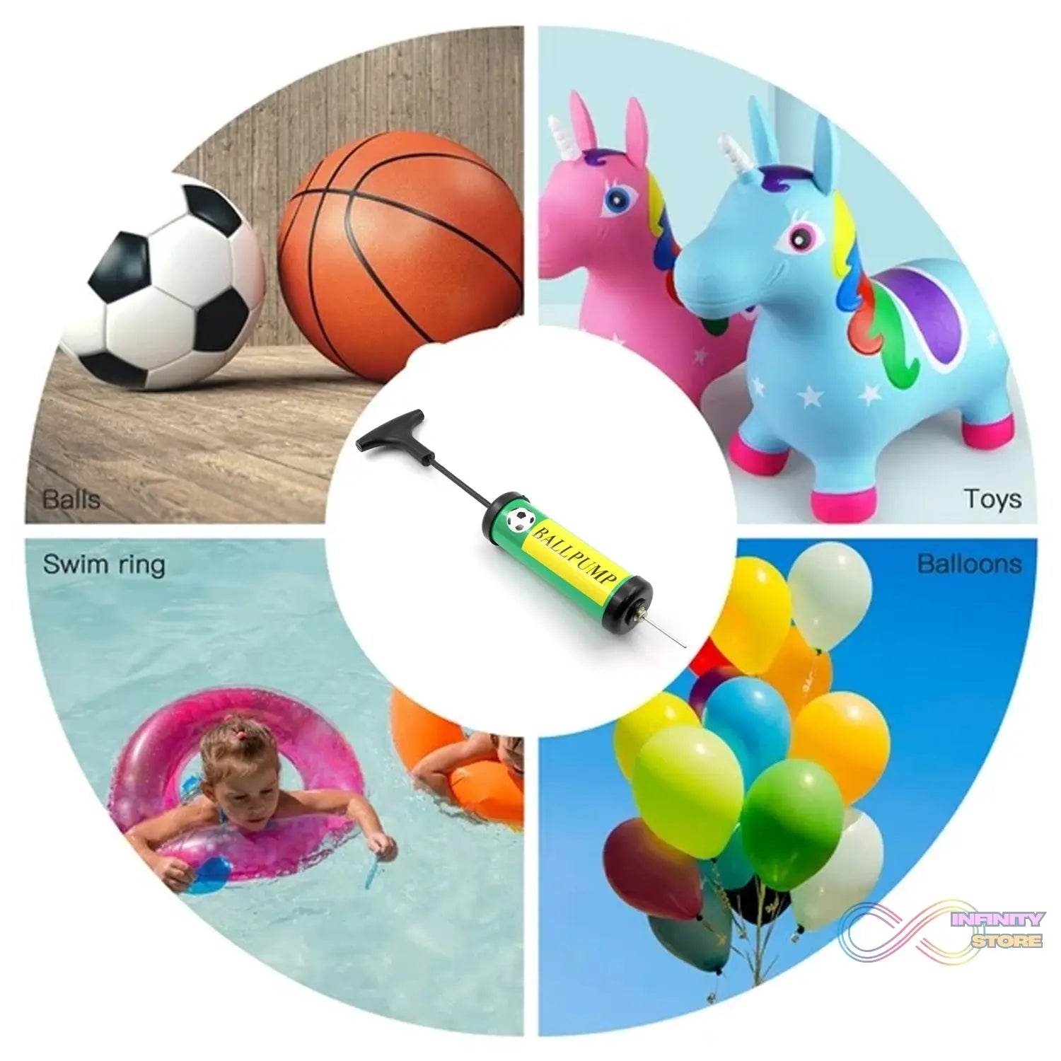 Inflator Air Ball Pump Soft Bouncing Ball Development Kids Toy, Sports Plastic Pump for Soccer, Basketball, Football, Volleyball Ball (17 Cm) - infinityexculsivestore.com