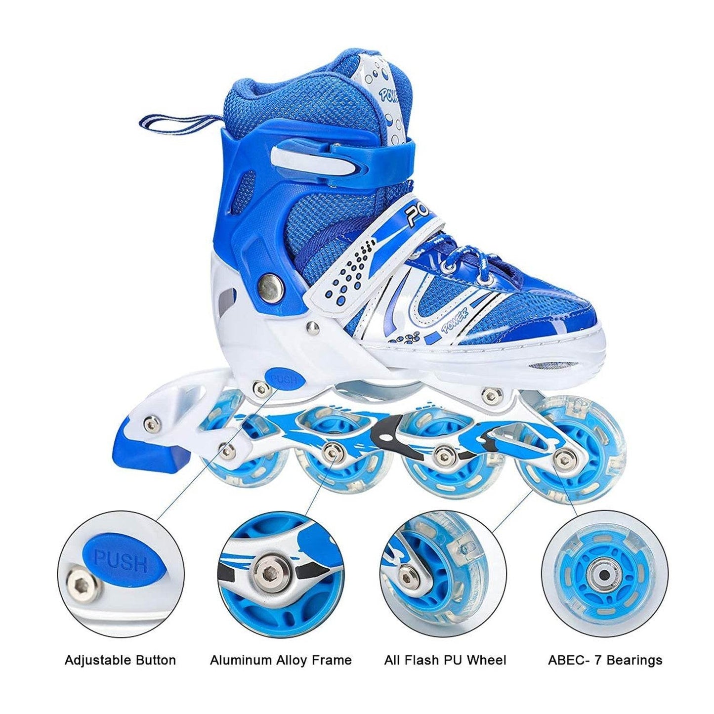 Inline Skates With Led Flashing Light Wheel With Adjustable Length Skate Premium High Quality Skates Pair (Roller Skate , Skating) - infinityexculsivestore.com
