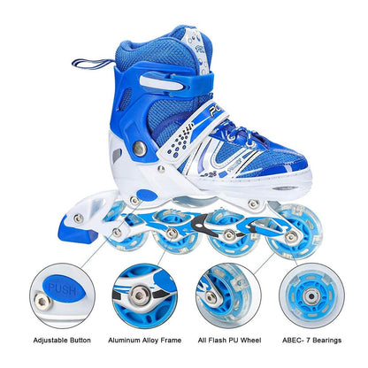 Inline Skates With Led Flashing Light Wheel With Adjustable Length Skate Premium High Quality Skates Pair (Roller Skate , Skating) - infinityexculsivestore.com