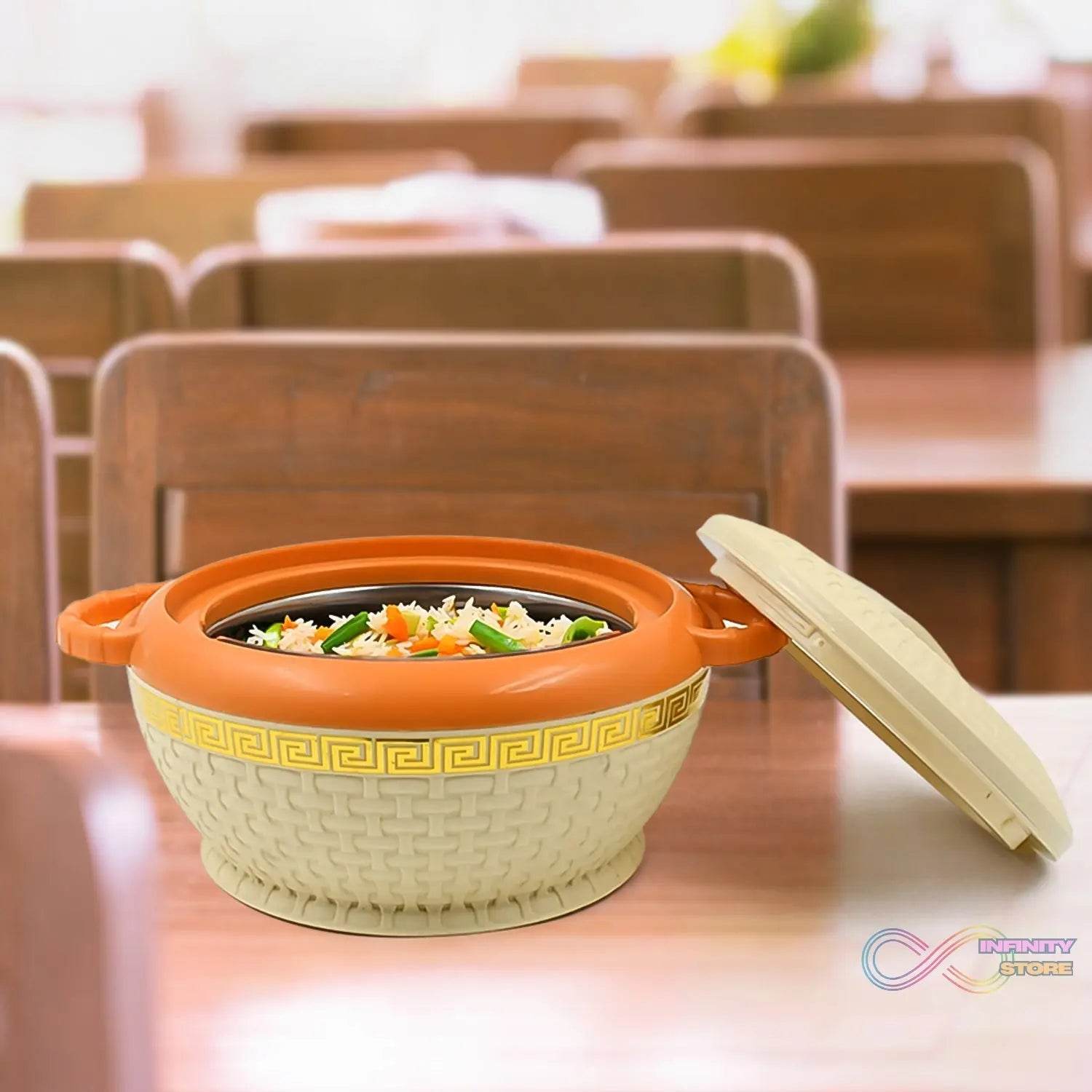 Insulated Hot Pot With Inner Stainless Steel Serving Casserole with Lid (800 ML Approx) - infinityexculsivestore.com