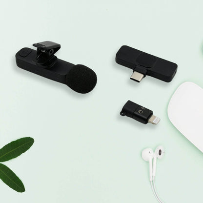 Intelligent Noise Cancelling Live Streaming Clip on Microphone for Type-C & for iPhone with Charging Mini Wireless Lapel Collar Microphone - infinityexculsivestore.com