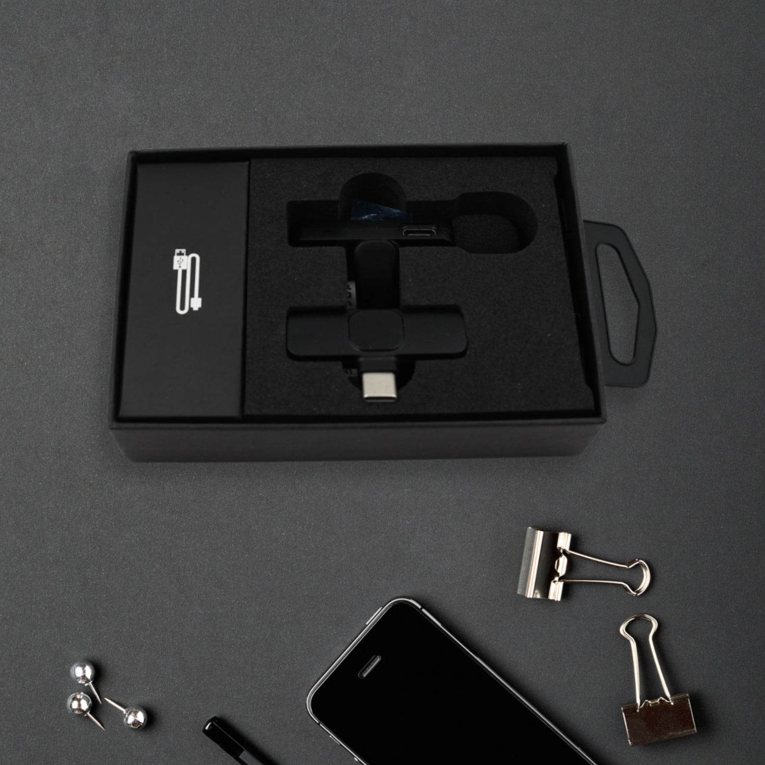 Intelligent Noise Cancelling Live Streaming Clip on Microphone for Type-C & for iPhone with Charging Mini Wireless Lapel Collar Microphone - infinityexculsivestore.com