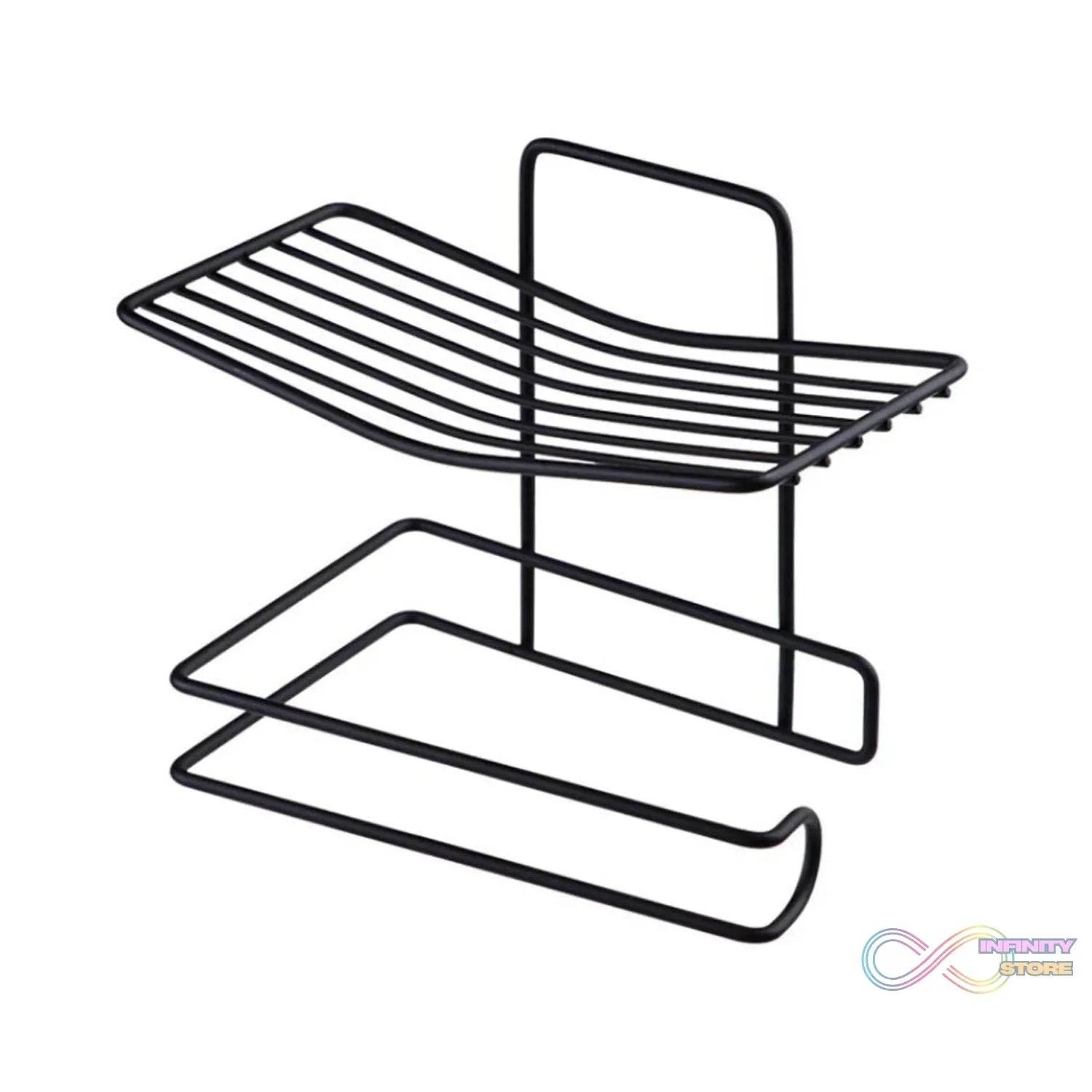 Iron Black Coated Self Adhesive Wall Mounted Tissue / Toilet Paper Holder - infinityexculsivestore.com