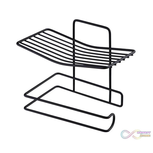 Iron Black Coated Self Adhesive Wall Mounted Tissue / Toilet Paper Holder - infinityexculsivestore.com