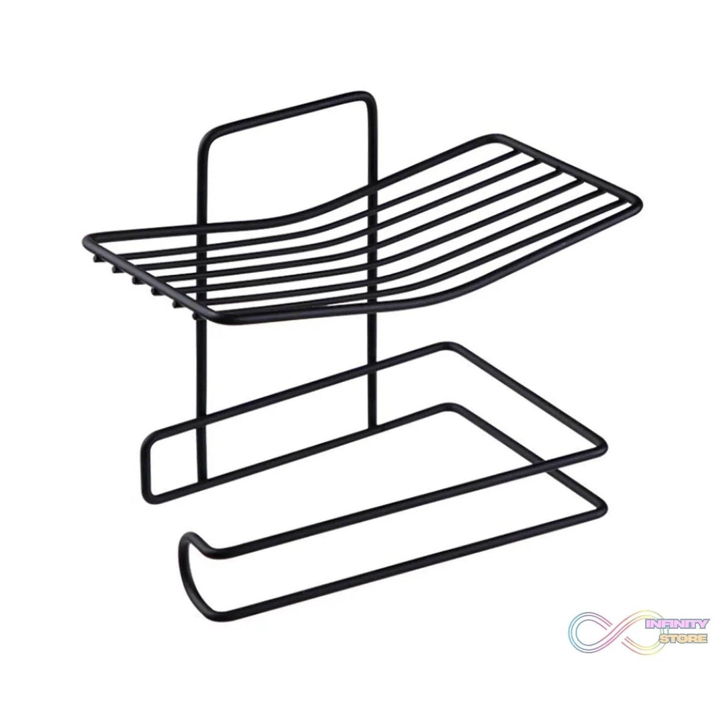 Iron Black Coated Self Adhesive Wall Mounted Tissue / Toilet Paper Holder - infinityexculsivestore.com