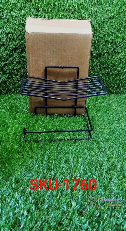 Iron Black Coated Self Adhesive Wall Mounted Tissue / Toilet Paper Holder - infinityexculsivestore.com