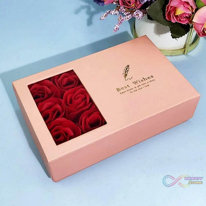 Jewellery Gift Box with Lids & Roses Packaging Box with 6 Roses (1 Set) - infinityexculsivestore.com