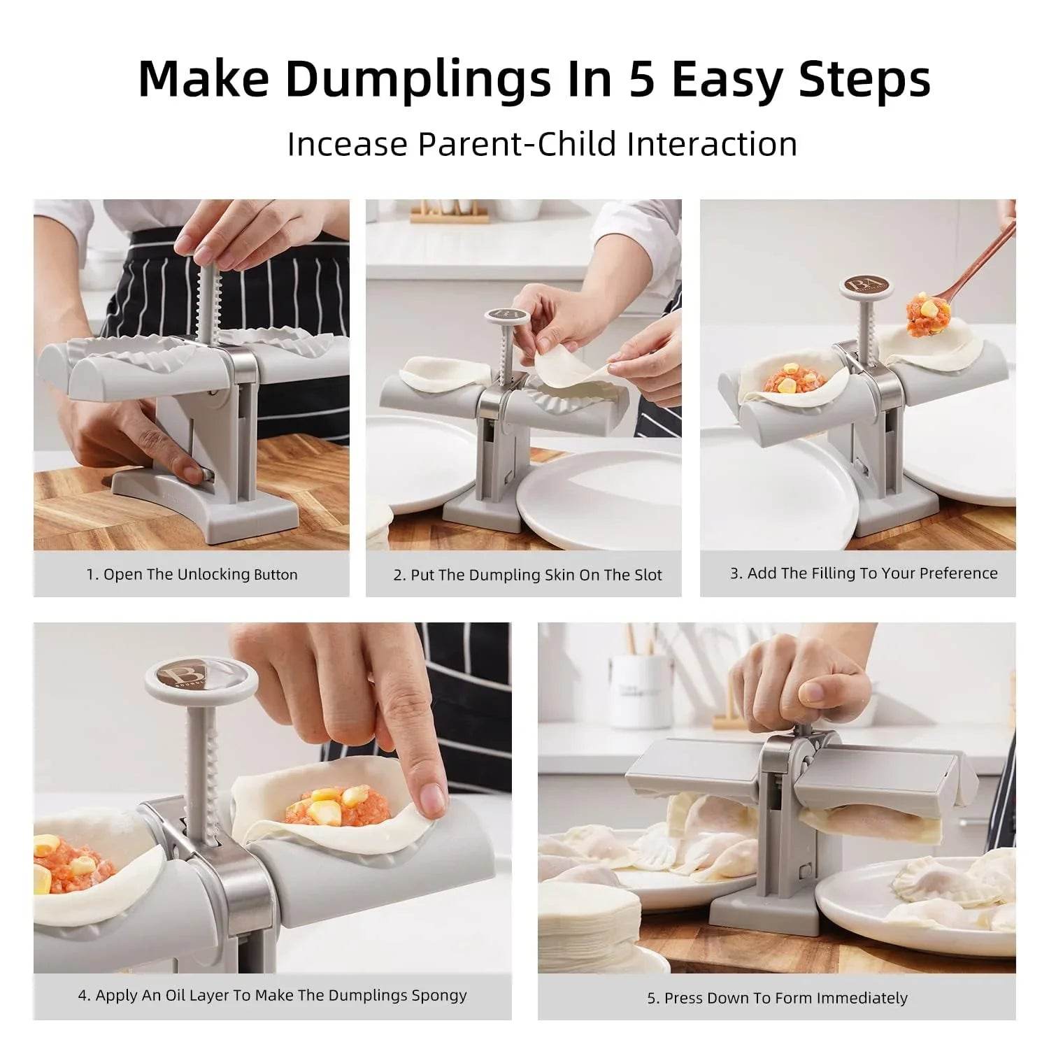 DUMPLING MAKER MOLD,DOUBLE HEAD DUMPLING MOLD WRAP TWO AT A ONE TIME,HOUSEHOLD DUMPLING MAKER MOULD,EASY-TOOL FOR MAKING DUMPLINGS,DUMPLING PRESS MOLD KITCHEN ACCESSORIES (Brown Box) - infinityexculsivestore.com
