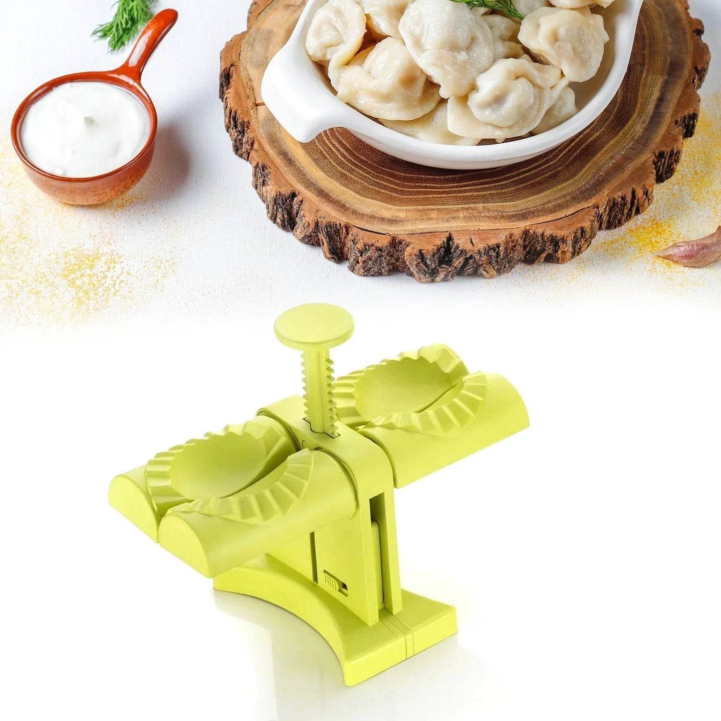 DUMPLING MAKER MOLD,DOUBLE HEAD DUMPLING MOLD WRAP TWO AT A ONE TIME,HOUSEHOLD DUMPLING MAKER MOULD,EASY-TOOL FOR MAKING DUMPLINGS,DUMPLING PRESS MOLD KITCHEN ACCESSORIES (Brown Box) - infinityexculsivestore.com